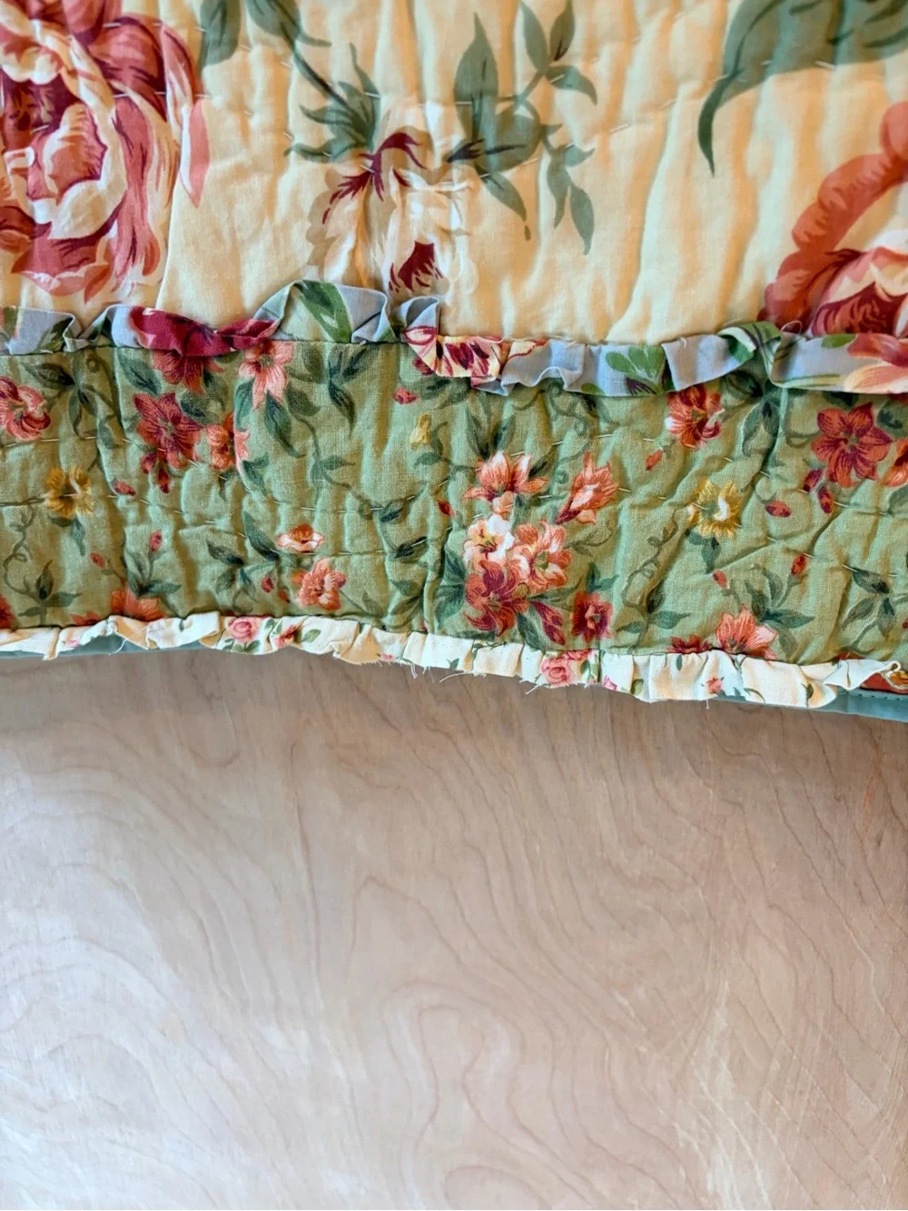 Floral Patchwork Mini Wrap Skirt Handmade from Reclaimed Quilt